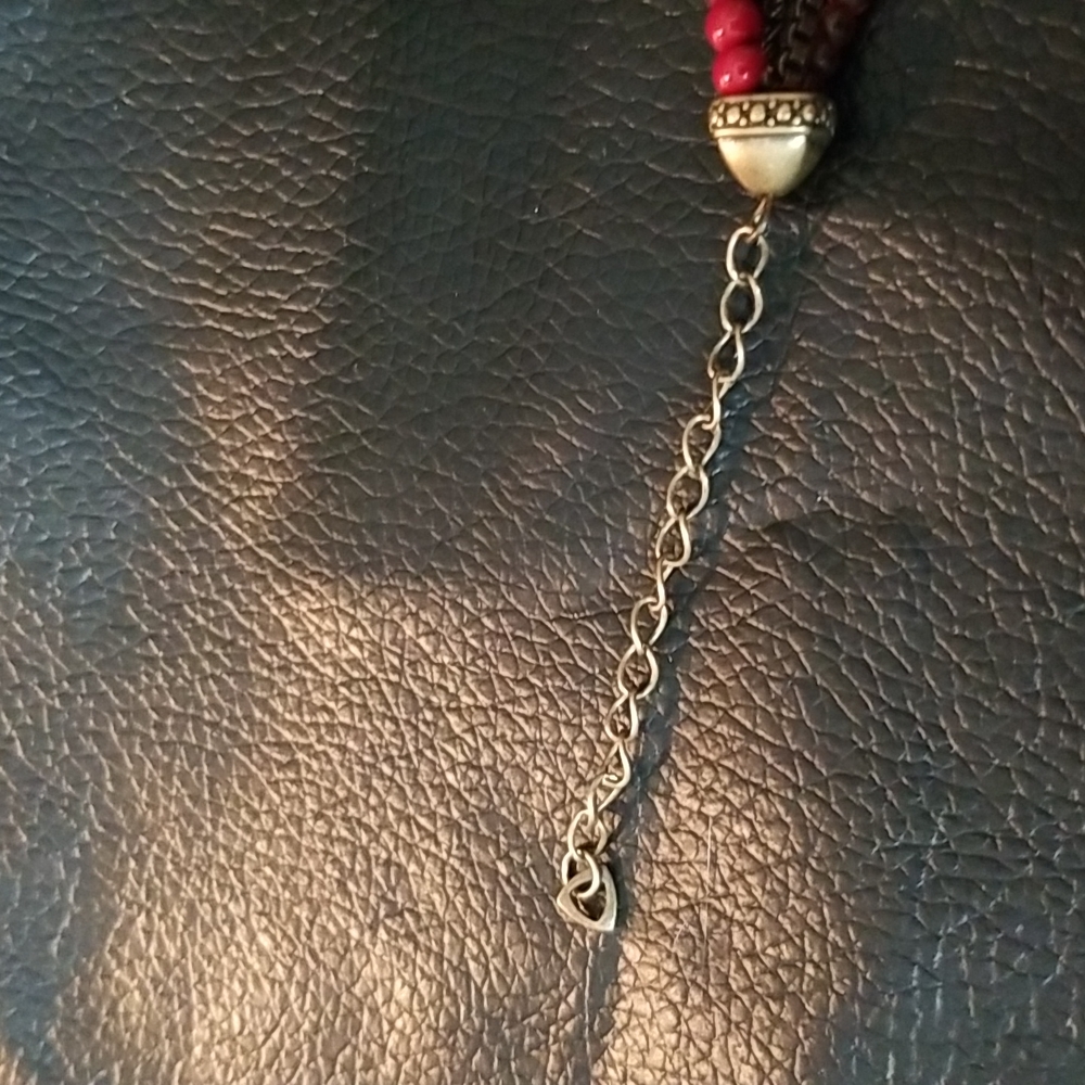 3 for 20. Vintage  red and gold  beaded  necklace. - Picture 6 of 9
